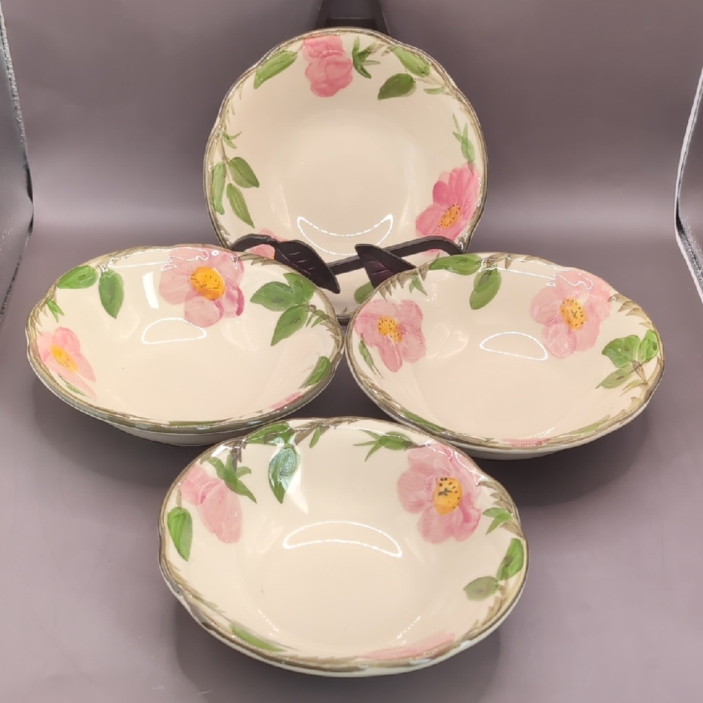 Vintage (4) Four Franciscan Desert Rose Fine Earthenware 6" Dessert Cereal Bowls